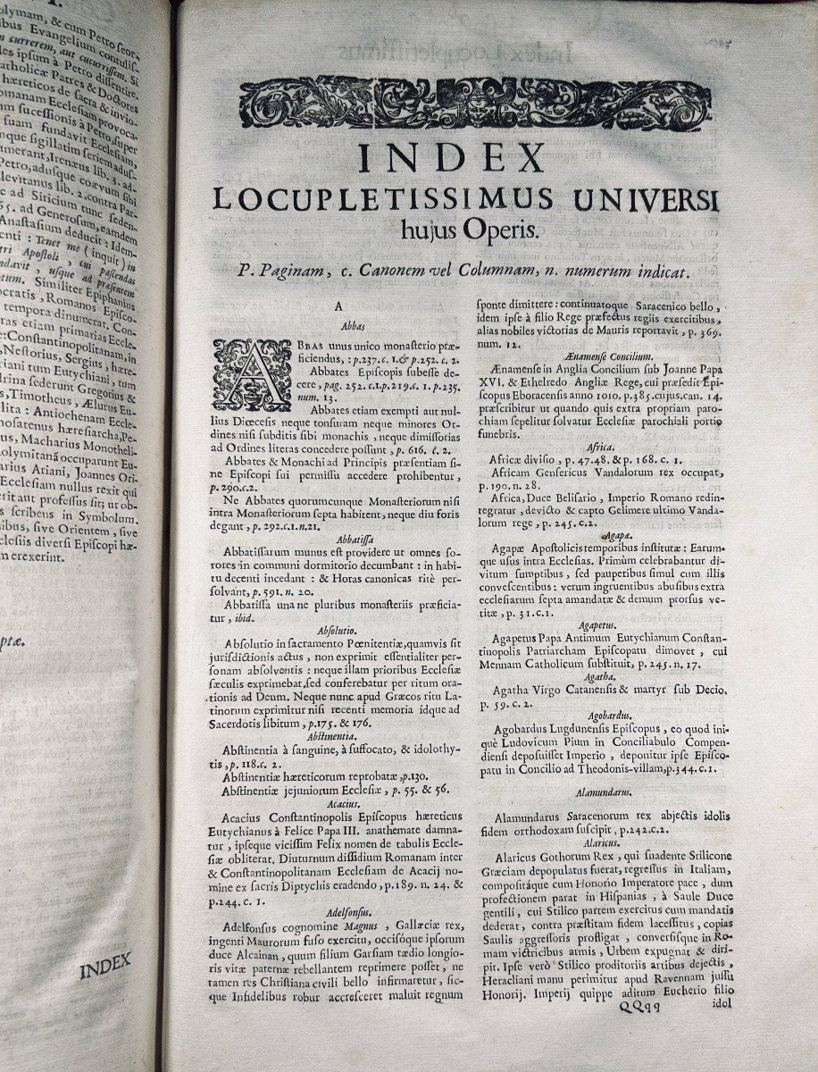 Cabassut - Notitia Ecclesiastica Historiarum, Conciliorum. Posuel, 1690, Binding With Arms.-photo-8
