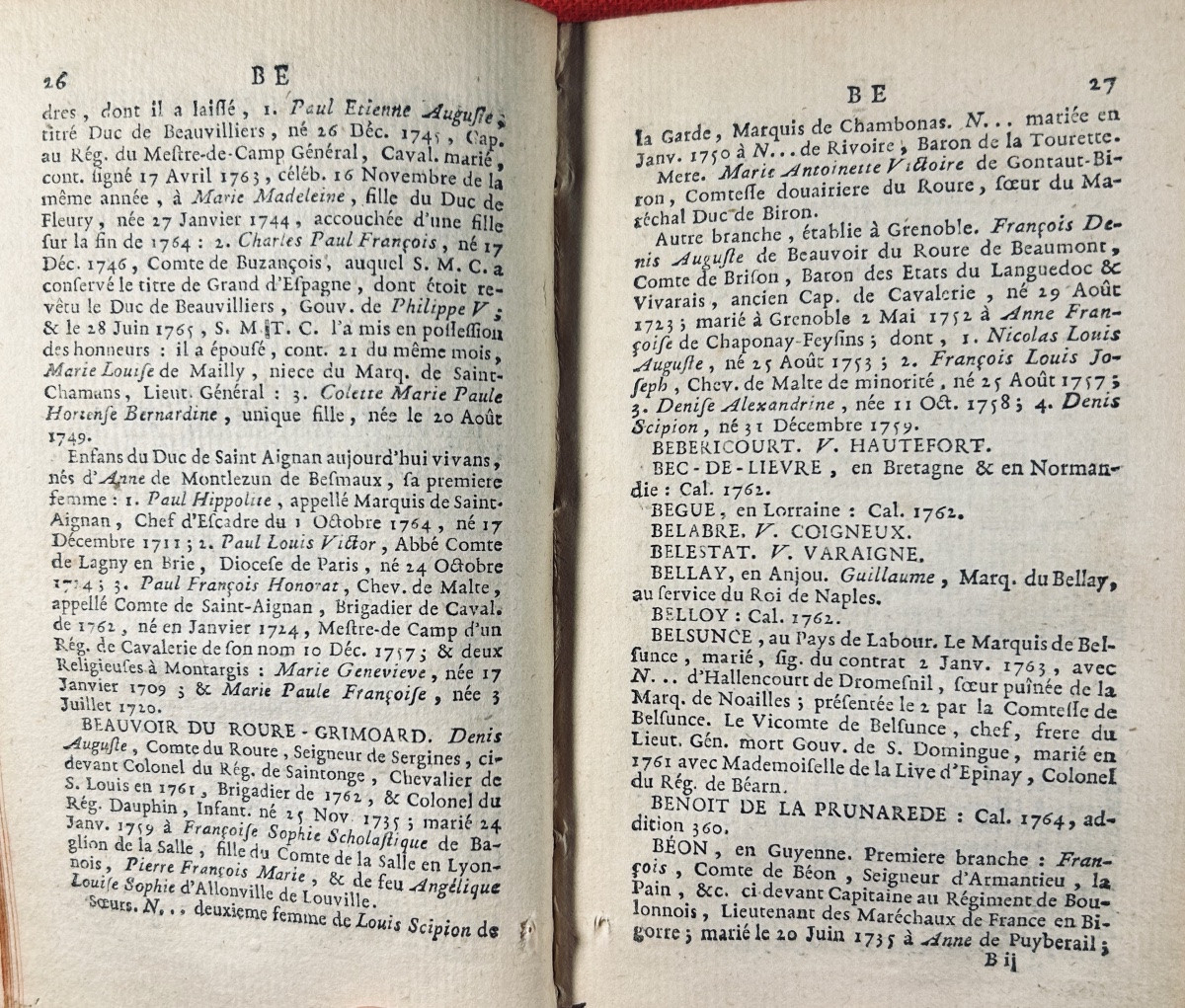 DE LA CHENAY DES BOIS - Calendrier des princes et de la noblesse de France. Duchesne, 1767.-photo-3