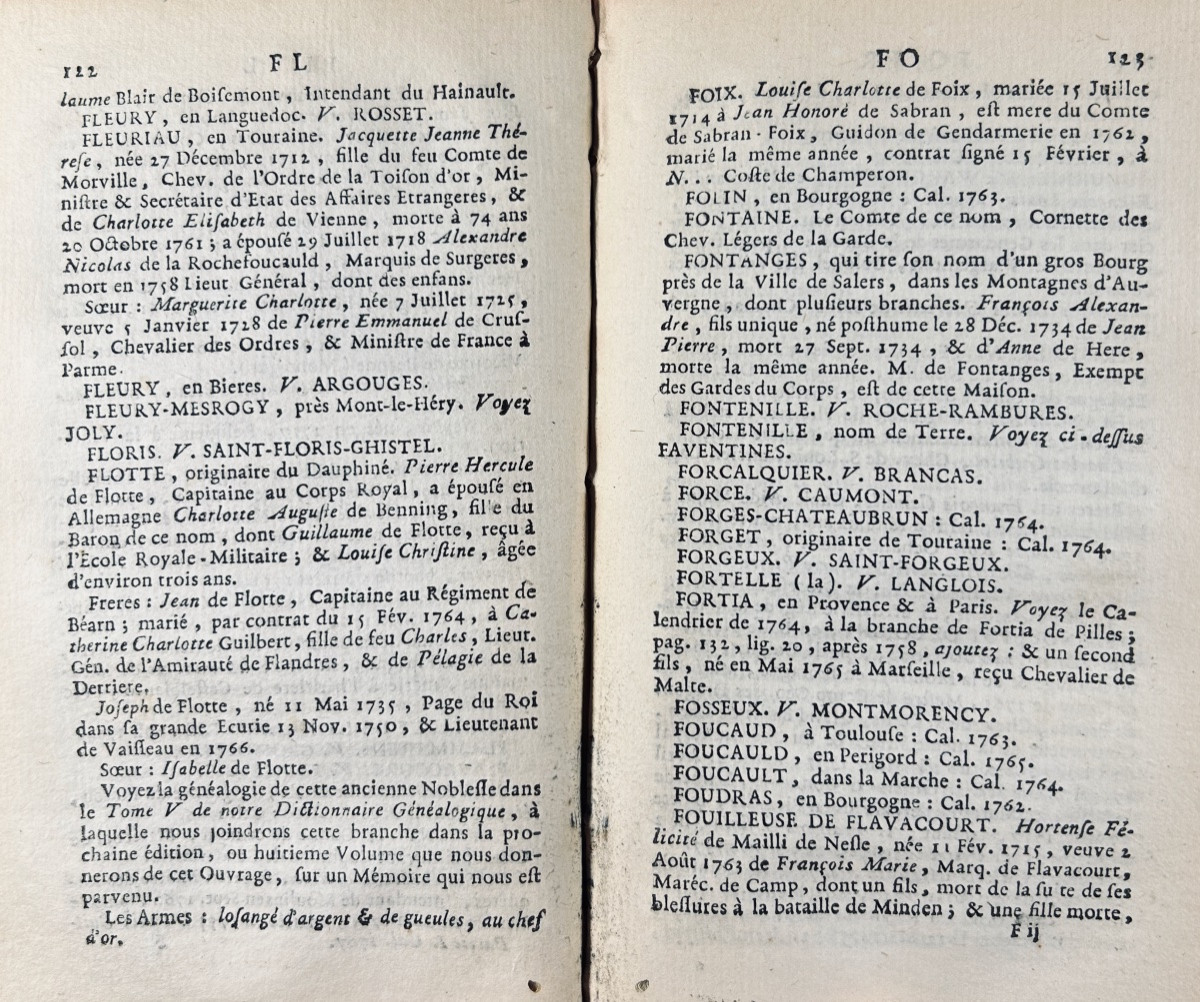 DE LA CHENAY DES BOIS - Calendrier des princes et de la noblesse de France. Duchesne, 1767.-photo-5