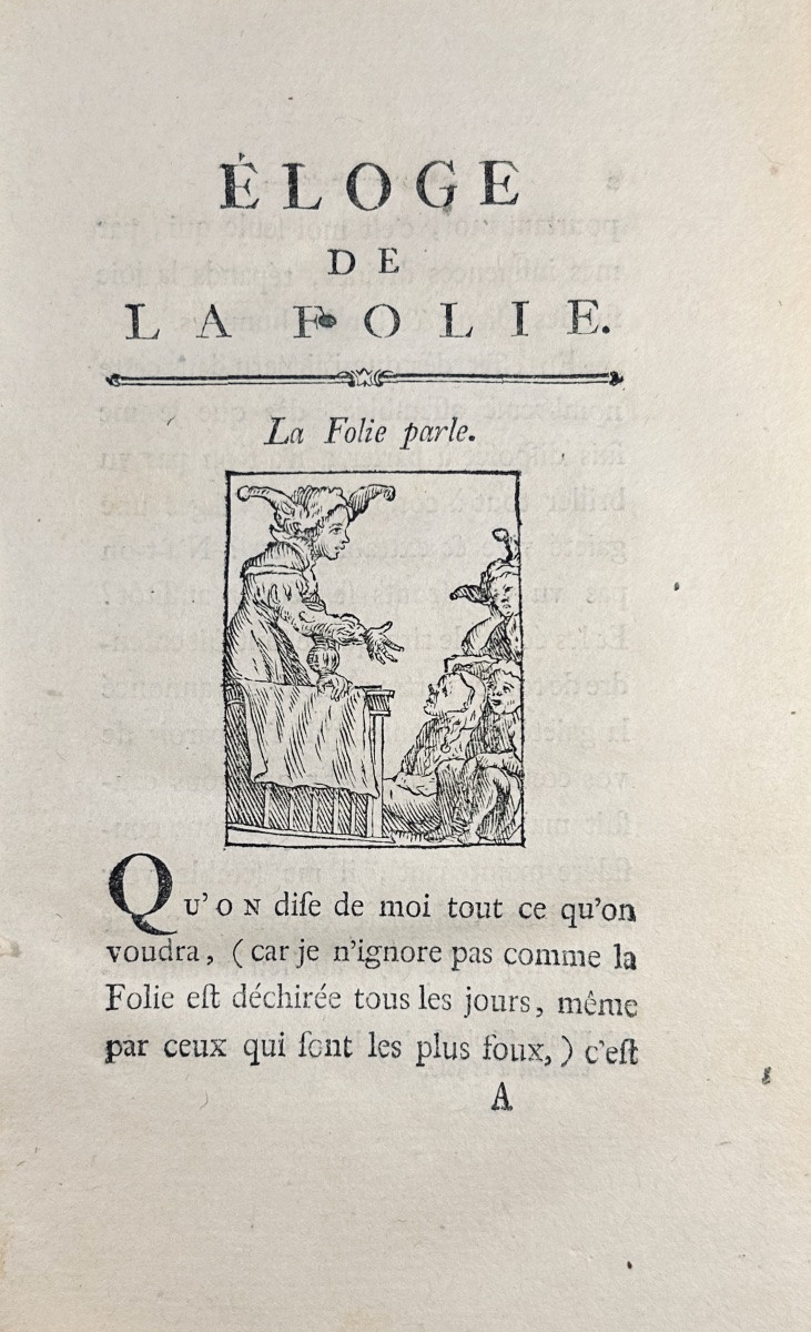 ÉRASME - Eloge de la folie. Thurneysen, 1780. Gravures d'après Holbein. Reliure d'époque.-photo-4