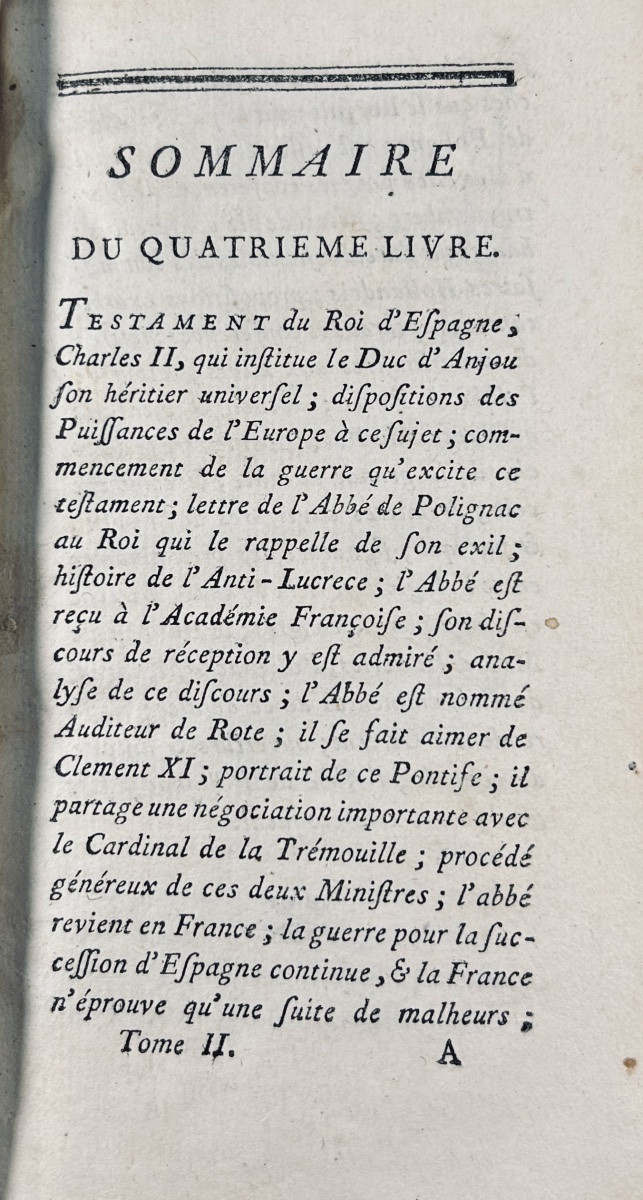 FAUCHER (Chrysostome) - Histoire du cardinal de Polignac. Chez d'Houry, 1777, reliure d'époque.-photo-5