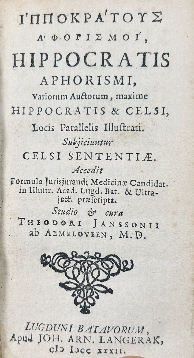 Hippocrates & Celsi - Aphorismi, Variorum Auctotum, Maxim. Langerak, 1732, Period Binding.