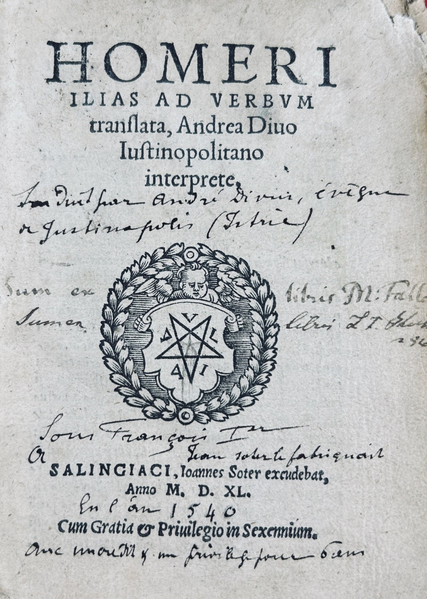 HOMÈRE - Ilias ad verbum translata Dino. Solingen, Soter, 1540, reliure en peau de truie.-photo-2