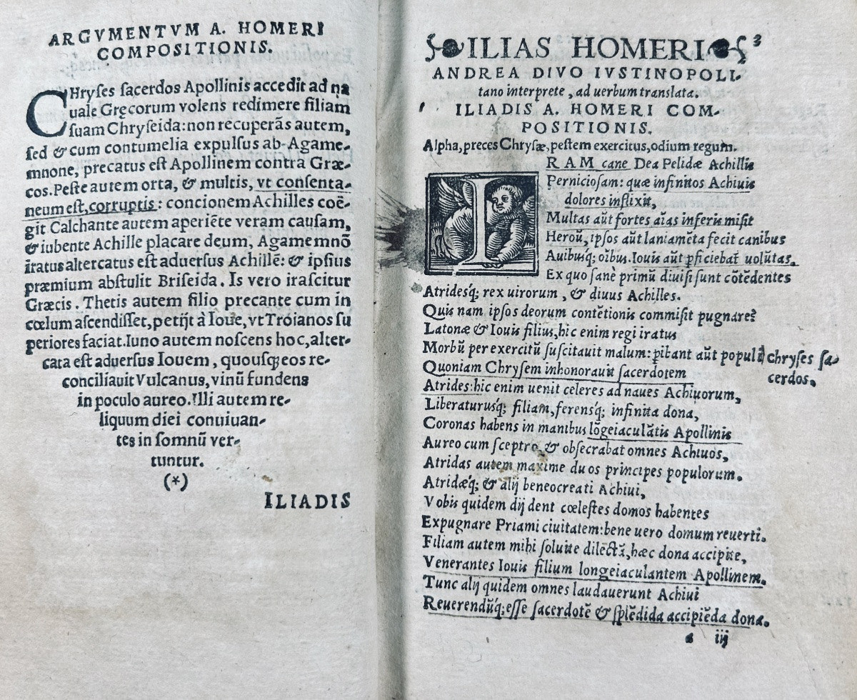 HOMÈRE - Ilias ad verbum translata Dino. Solingen, Soter, 1540, reliure en peau de truie.-photo-2