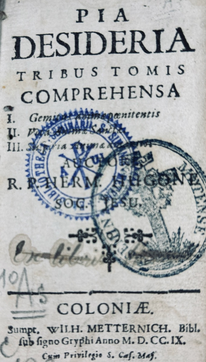 [hugo (hermannus)] - Pia Desideria Tribes Tomis Comprehensa. Cologne, Metternch, 1709, Bound.-photo-2