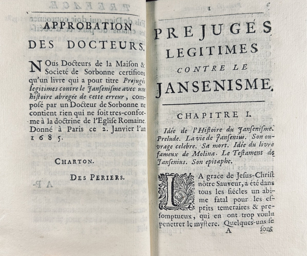 [LA VILLE (François de)] - Préjugés légitimes contre le Jansénisme. 1688, reliure aux armes.-photo-3