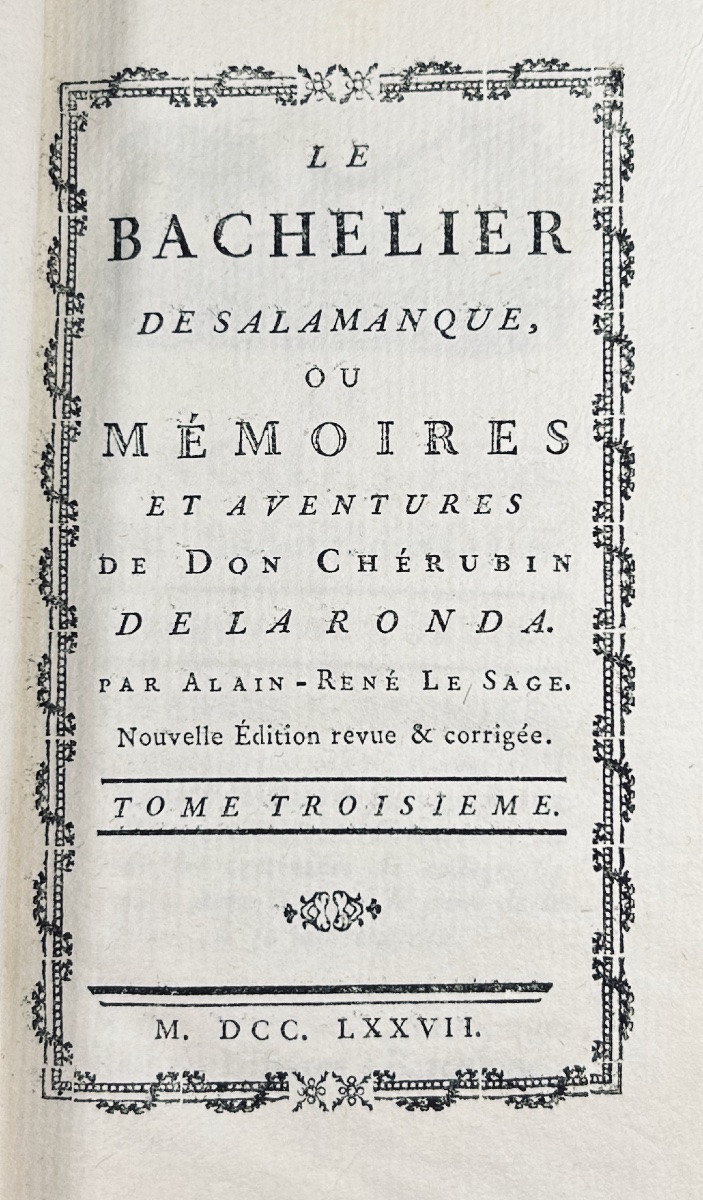 LE SAGE - Le bachelier de Salamanque ou Mémoires et aventures de Don Chérubin de la Ronda. 1777-photo-3