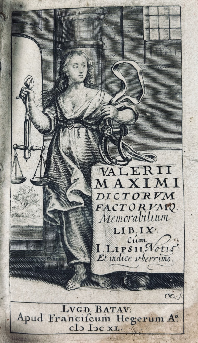 MAXIMI - Valerii Maximi Dictorum Factorumque Memorabilium. Heger, 1640, reliure vélin d'époque.
