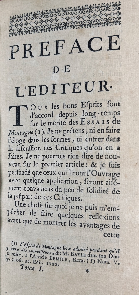 MONTAIGNE - Essais de Montaigne. Chez Nourse, 1745, reliures d'époque plein veau, dos ornés.-photo-4