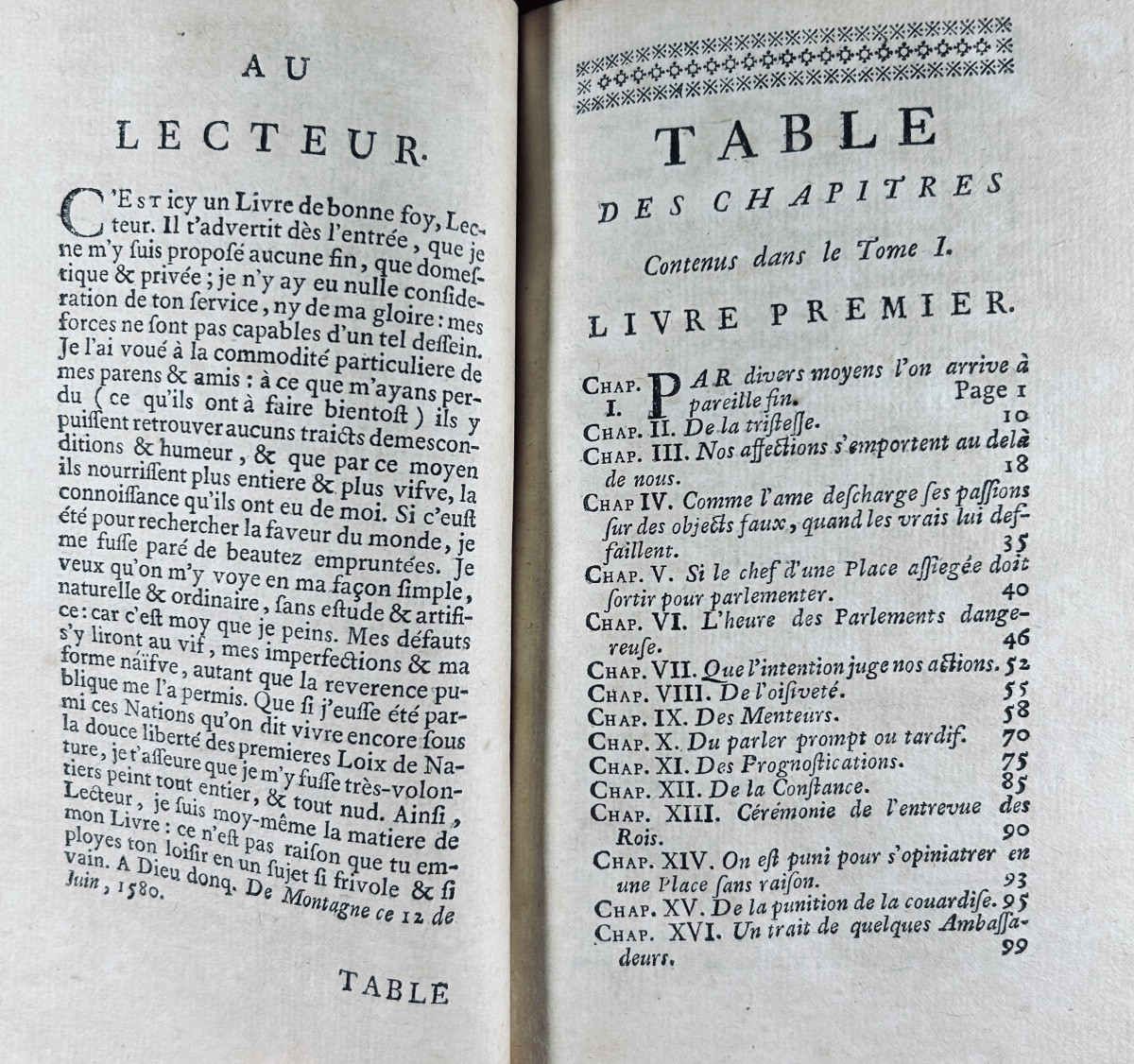 MONTAIGNE - Essais de Montaigne. Chez Nourse, 1745, reliures d'époque plein veau, dos ornés.-photo-4
