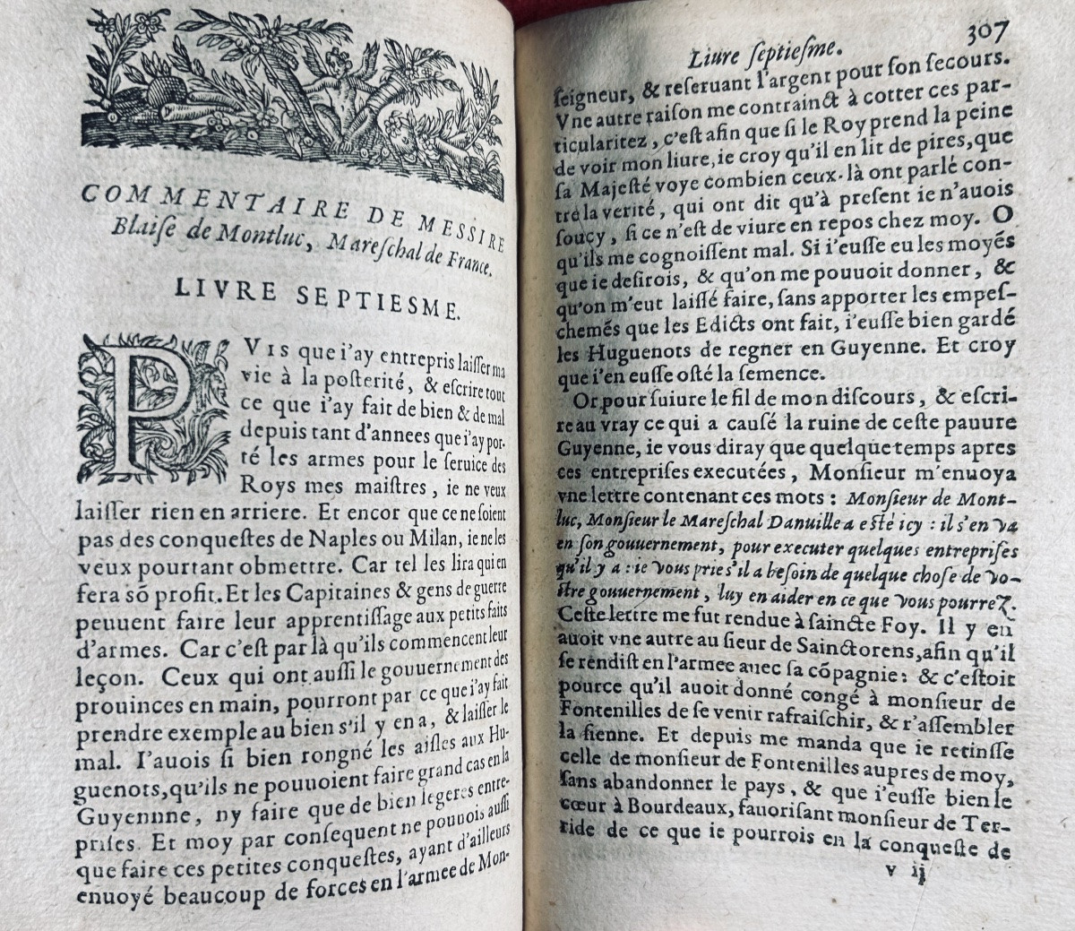 MONTLUC - Commentaires de messire Blaise de Montluc Maréchal de France. 1626, reliure en vélin.-photo-2