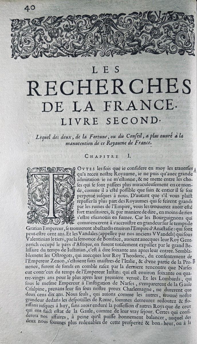 Pasquier (estienne) - Estienne Pasquier's Research Into France. At Sonnius, 1621.-photo-1