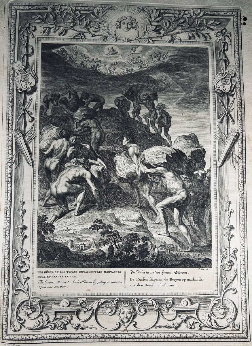 PICART LE ROMAIN - Le temple des muses, orné de LX. tableaux. Chatelain, 1742, reliure d'époque-photo-4