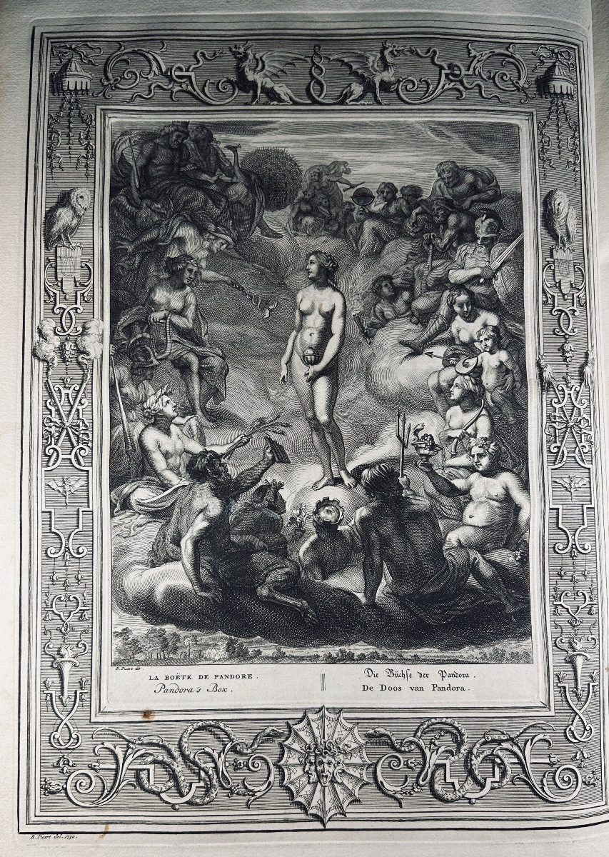 PICART LE ROMAIN - Le temple des muses, orné de LX. tableaux. Chatelain, 1742, reliure d'époque-photo-1