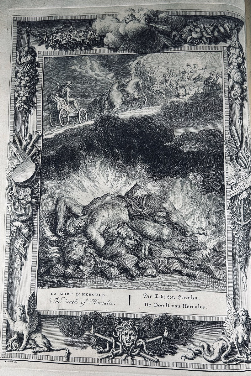 PICART LE ROMAIN - Le temple des muses, orné de LX. tableaux. Chatelain, 1742, reliure d'époque-photo-4