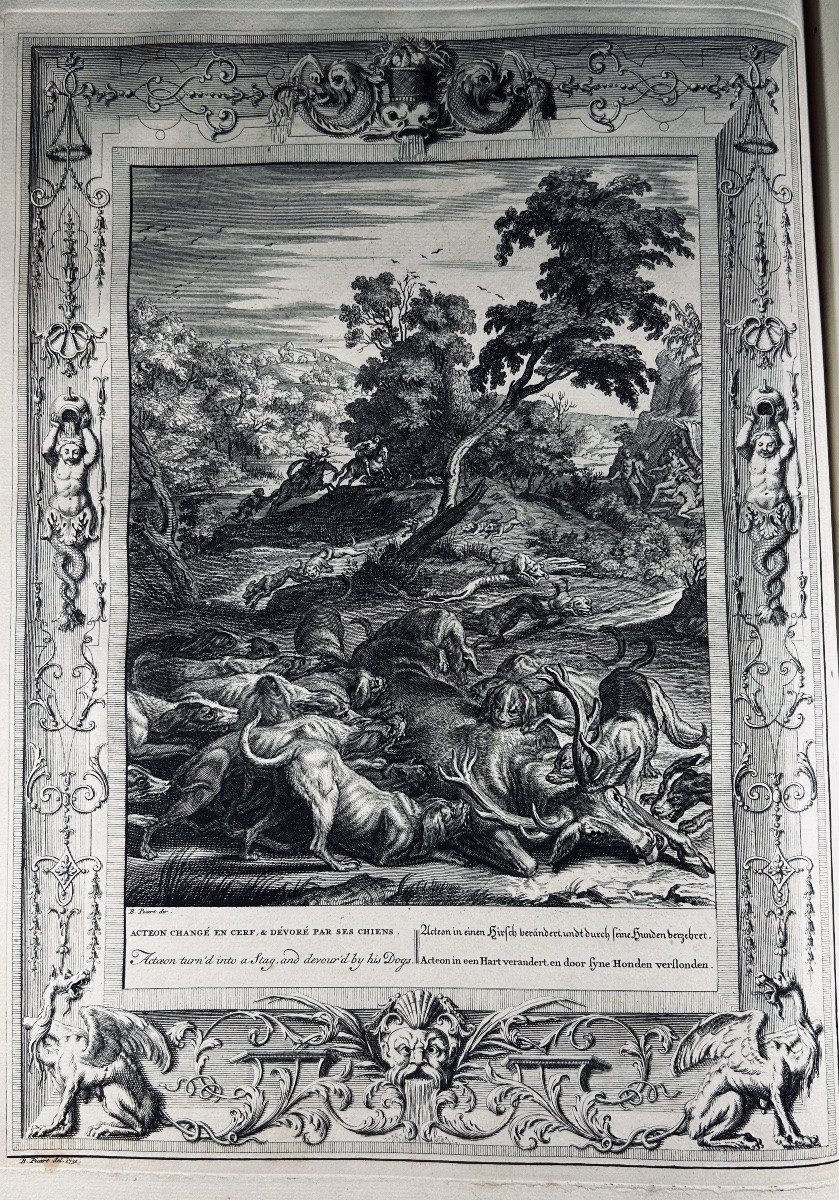 PICART LE ROMAIN - Le temple des muses, orné de LX. tableaux. Chatelain, 1742, reliure d'époque-photo-8