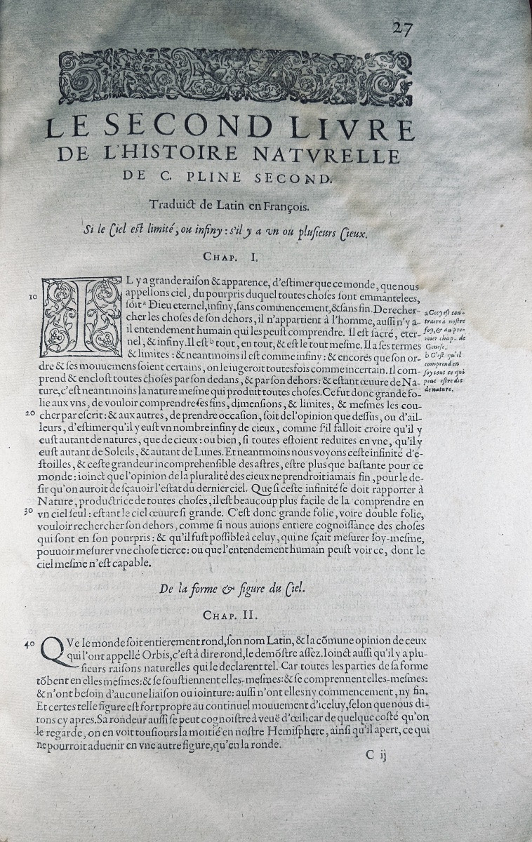 Pliny The Second (c.) - The History Of The World By C. Pliny The Second. 1622, Old Binding.-photo-2