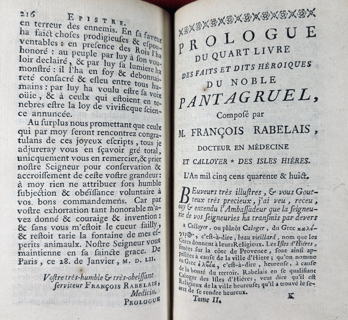 RABELAIS (François) - Oeuvres choisies de M. François Rabelais. Genève, Barillot & Fils, 1752.-photo-3