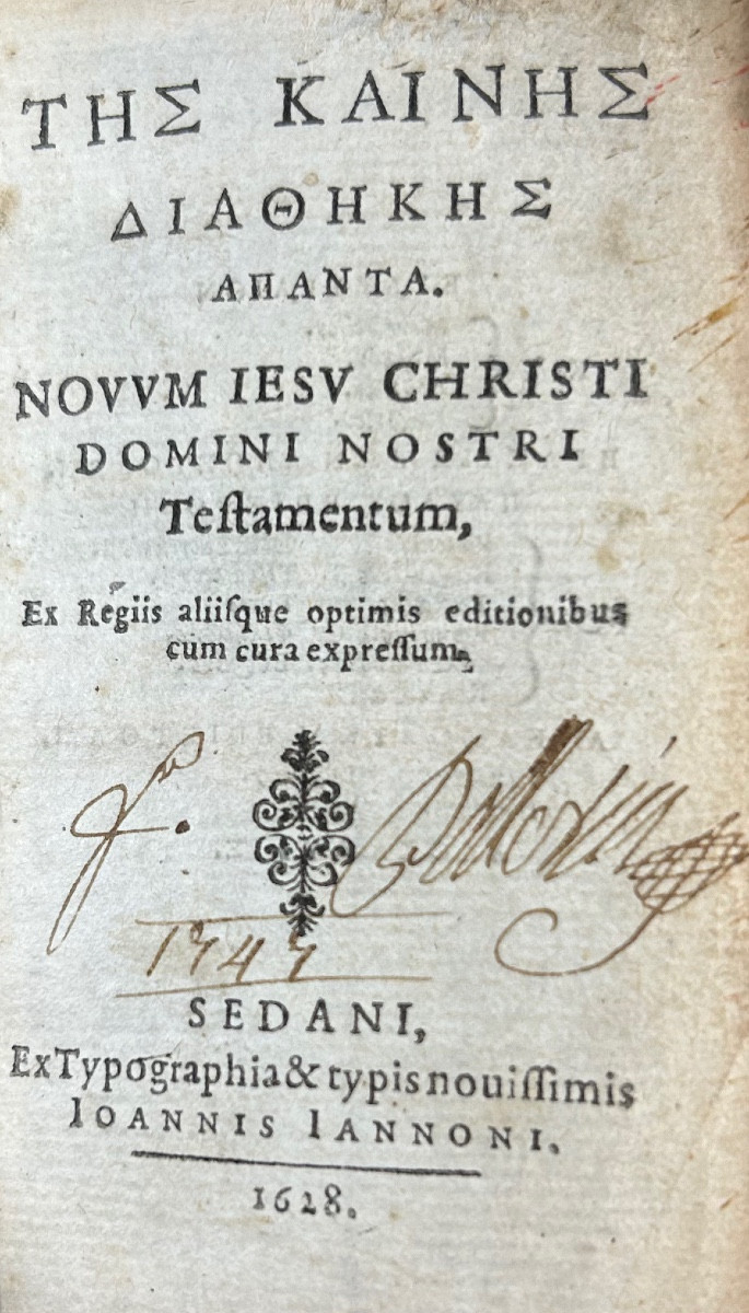 [religion] - Novum Jesu Christi Domini Nostrum Testamentum. Sedan, Chez Joannes Iannoni, 1628.