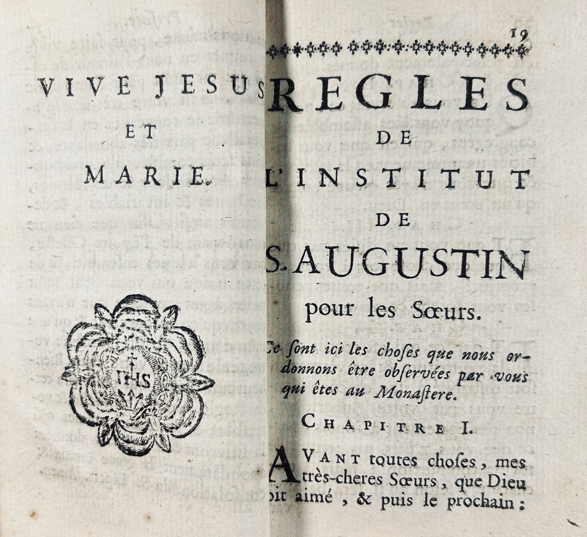 [RELIGION] - Vive Jésus et Marie. Règles de Saint Augustin. Caen, 1737, reliure de l'époque.-photo-3