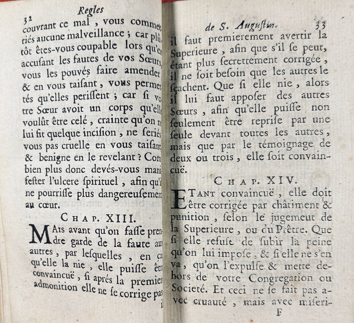 [RELIGION] - Vive Jésus et Marie. Règles de Saint Augustin. Caen, 1737, reliure de l'époque.-photo-4