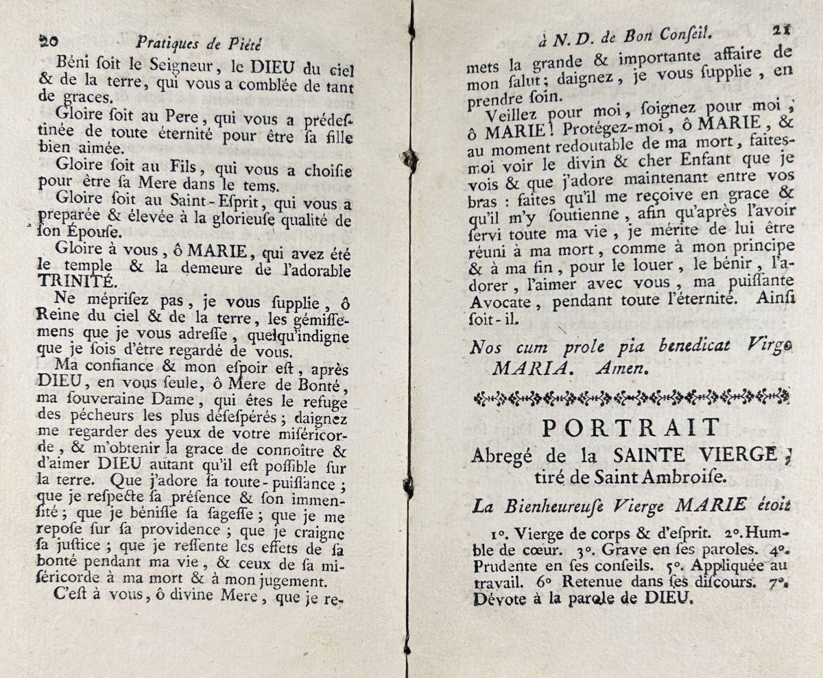 [RELIGION] - Pratiques de piété, en l'honneur de Notre-Dame de bon conseil. Strasbourg, 1779.-photo-4