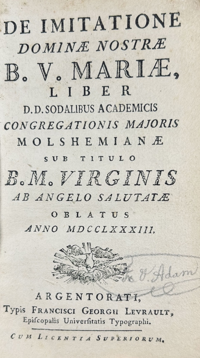 [RELIGION] - De imitatione dominae nostrae B. V. Mariae. Levrault, 1783, reliure d'époque.