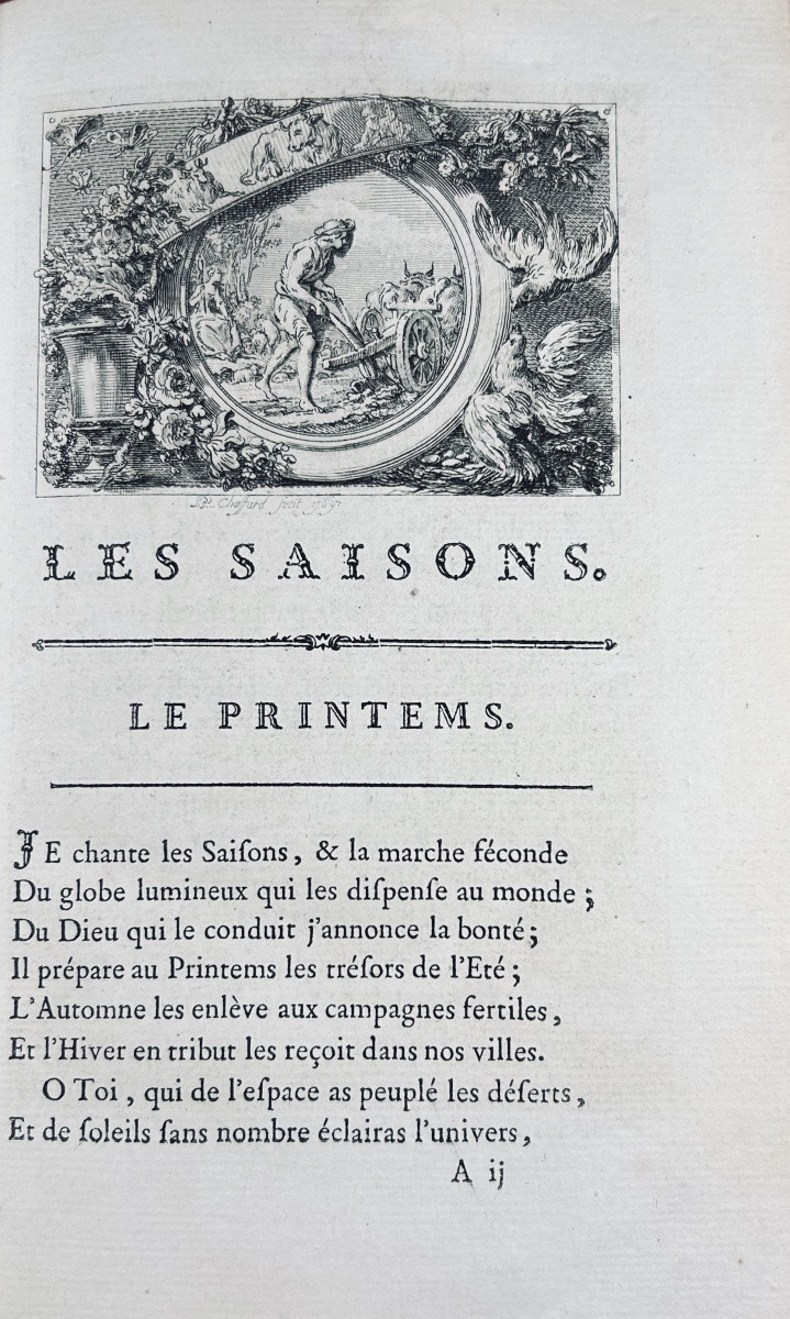Saint-lambert - The Seasons, Poem. Amsterdam, 1769, Contemporary Marbled Full Calf Binding.-photo-2