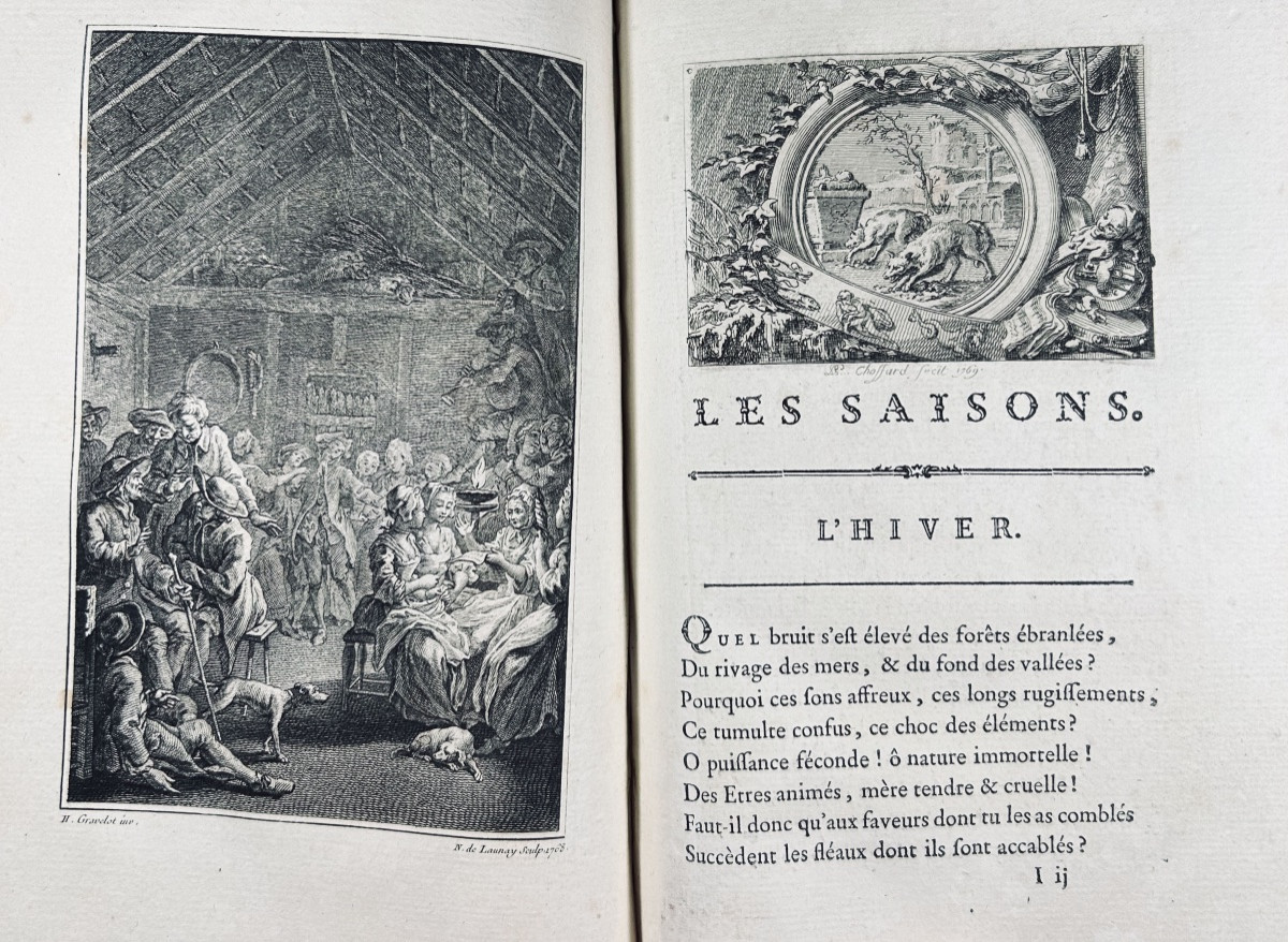 Saint-lambert - The Seasons, Poem. Amsterdam, 1769, Contemporary Marbled Full Calf Binding.-photo-5