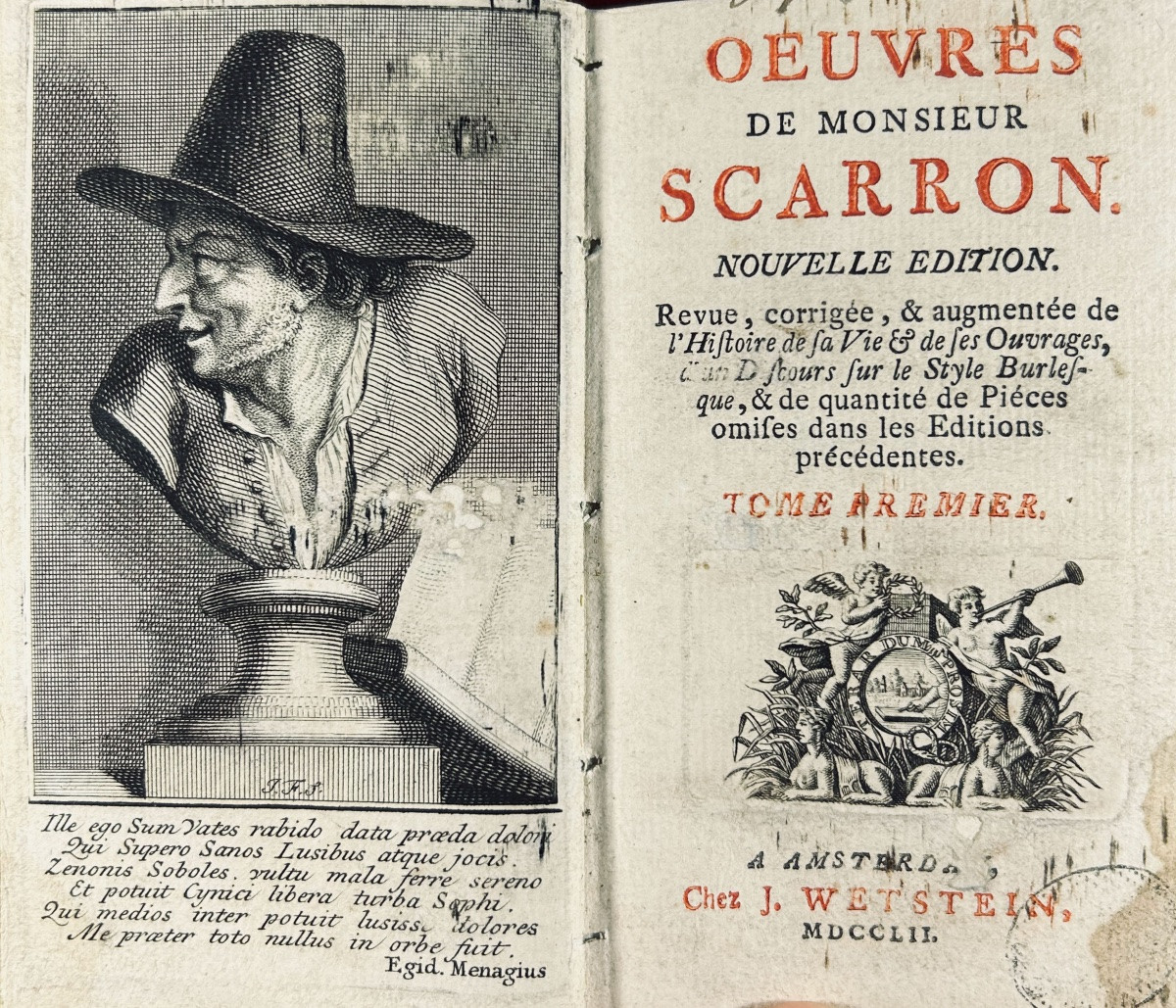 Scarron (paul) - Works Of Mr. Scarron. Amsterdam, Wetstein, 1752, Contemporary Bindings.-photo-3