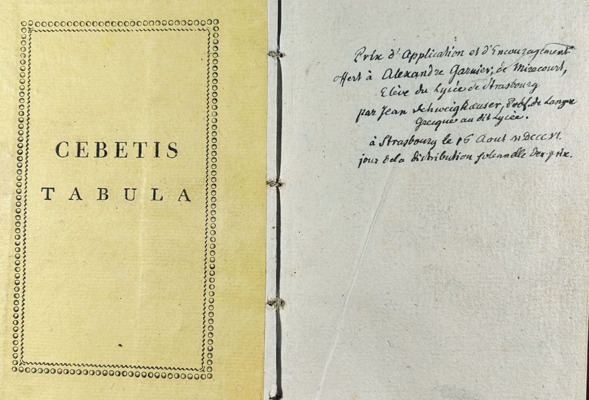 SCHWEIGHAEUSER - Cebetis tabula sive vitae humanae pictura graece. 1806, cartonnage d'époque.-photo-4