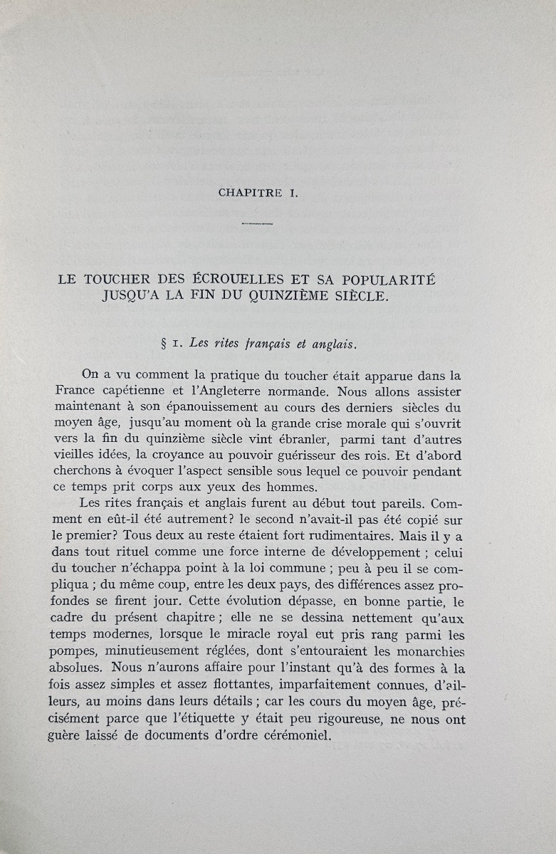 BLOCH (Marc) - Les rois thaumaturges. Strasbourg, Librairie Istra, 1924, broché à faire relier.-photo-1