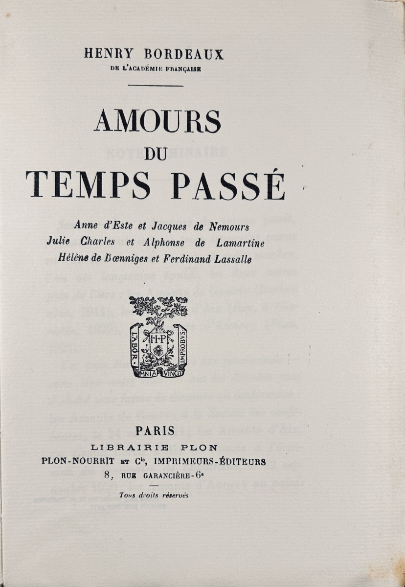 Bordeaux - Loves Of Times Past. Plon-nourrit, 1923, One Of 50 Copies On Holland Paper.-photo-3