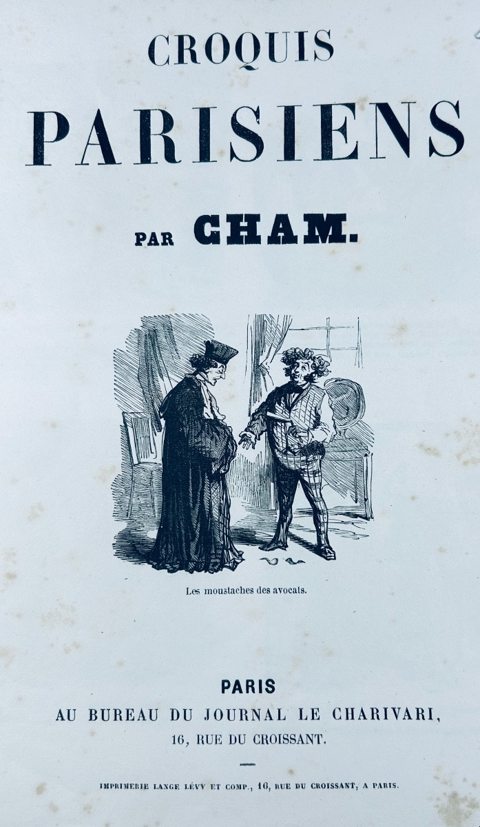 CHAM - Croquis parisiens. Au bureau du Charivari, vers 1850, broché d'époque.-photo-2