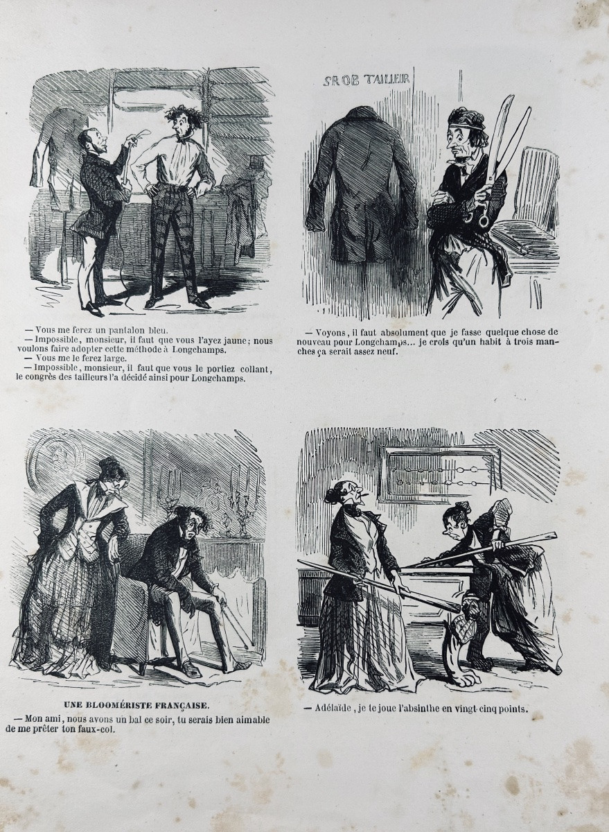 CHAM - Croquis parisiens. Au bureau du Charivari, vers 1850, broché d'époque.-photo-1