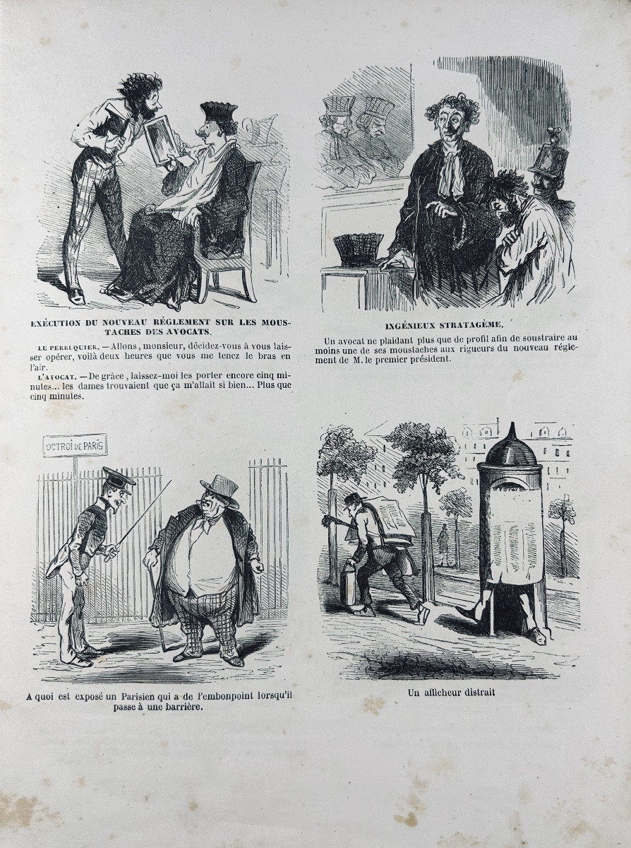 CHAM - Croquis parisiens. Au bureau du Charivari, vers 1850, broché d'époque.-photo-2