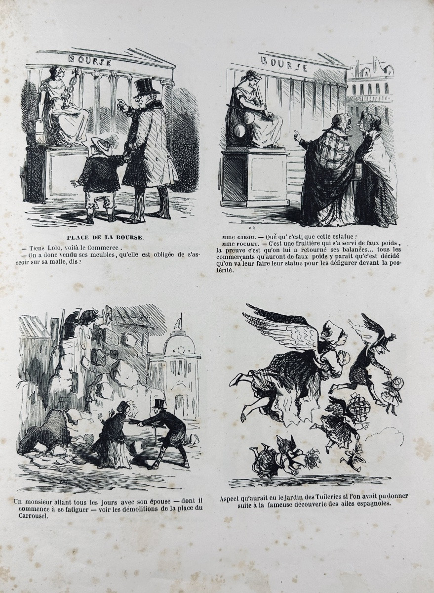 CHAM - Croquis parisiens. Au bureau du Charivari, vers 1850, broché d'époque.-photo-3
