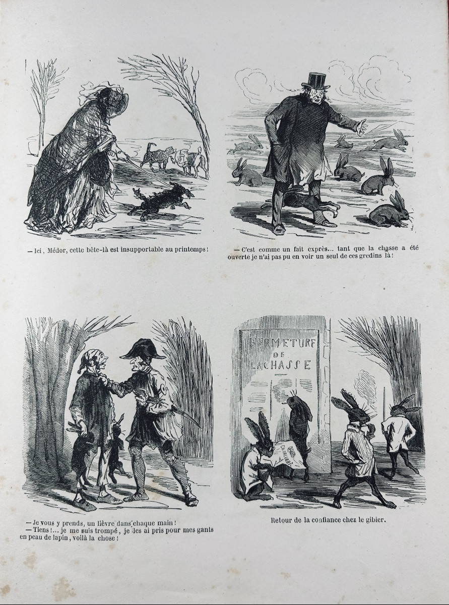 CHAM - Croquis parisiens. Au bureau du Charivari, vers 1850, broché d'époque.-photo-4