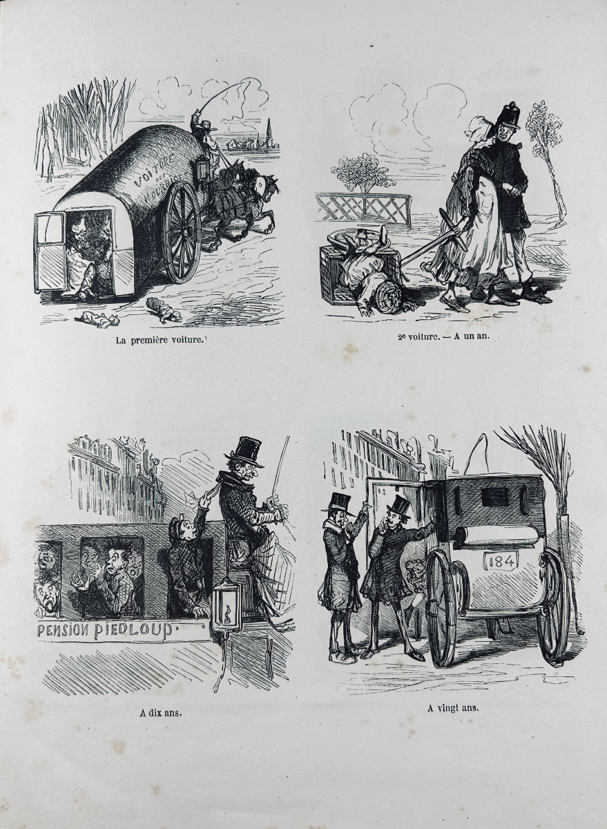 CHAM - Croquis parisiens. Au bureau du Charivari, vers 1850, broché d'époque.-photo-5