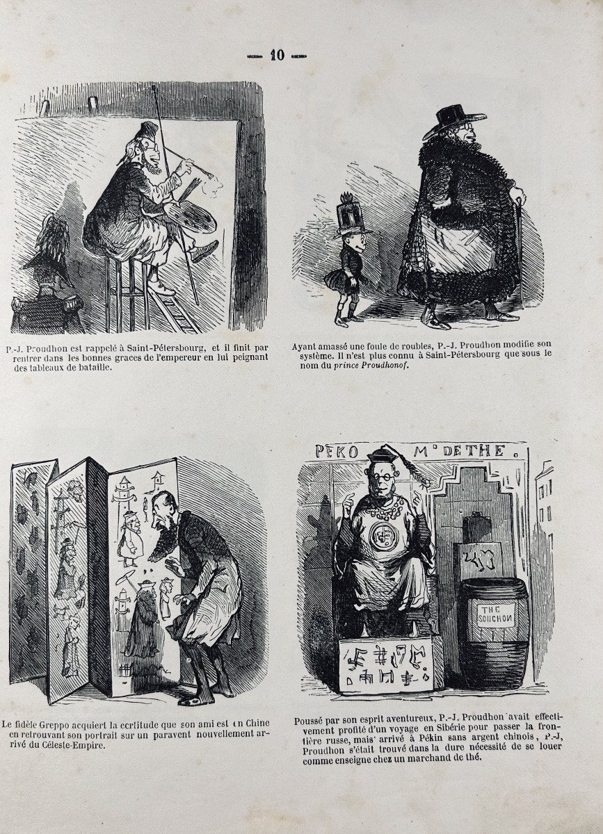 CHAM - Proudhon en voyage. Au bureau du Charivari, vers 1850, broché d'époque.-photo-2