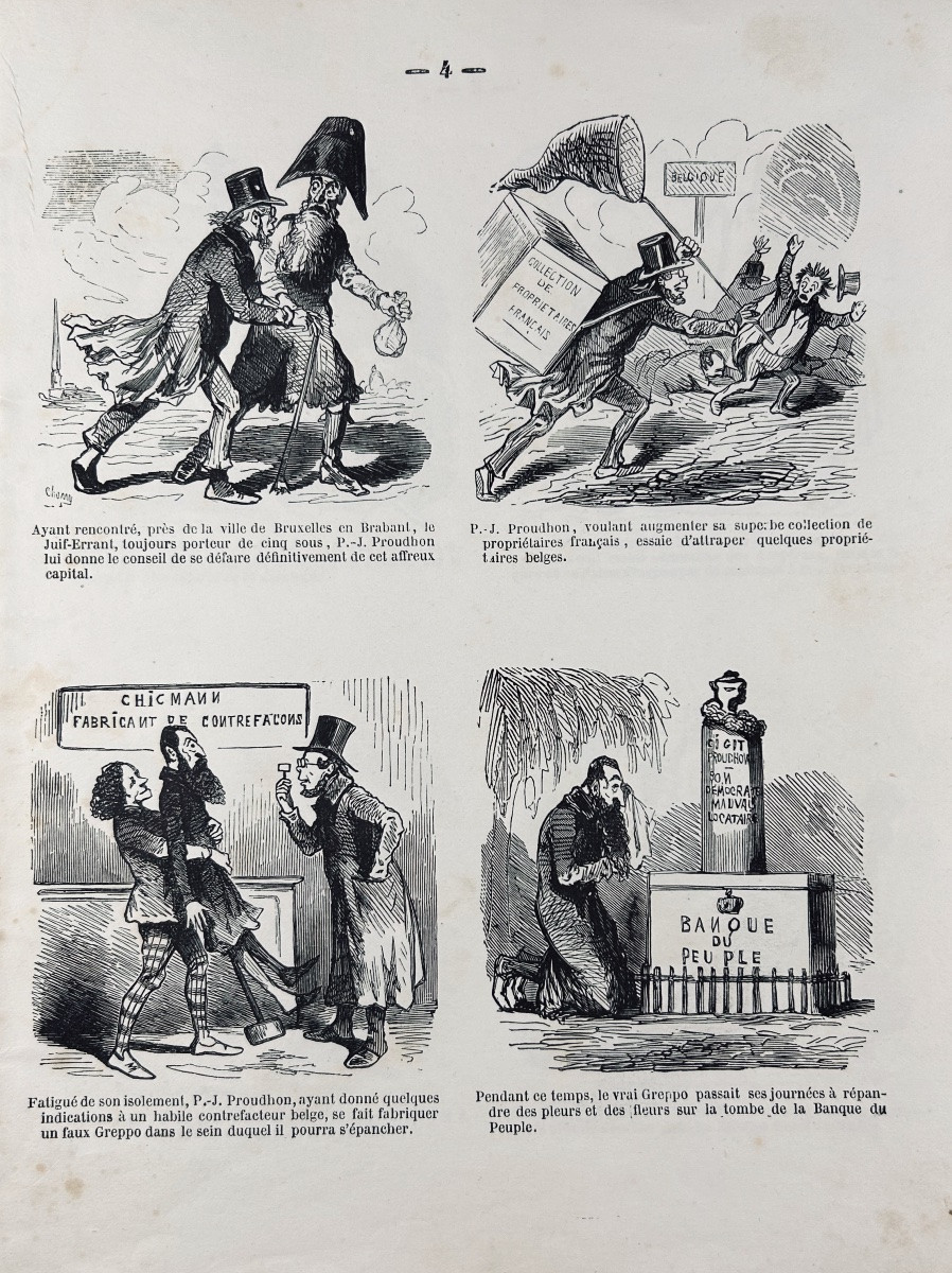 CHAM - Proudhon en voyage. Au bureau du Charivari, vers 1850, broché d'époque.-photo-2