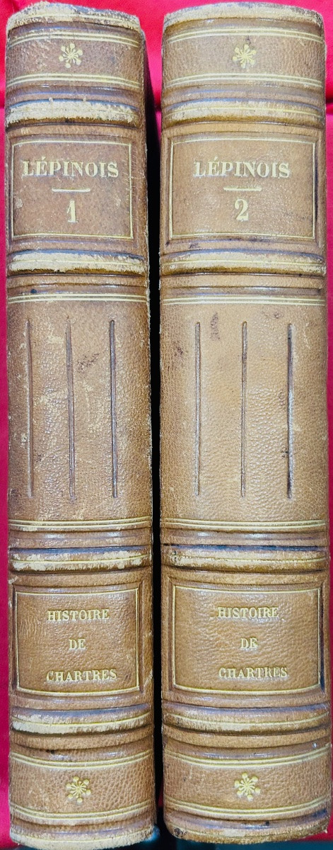 LÉPINOIS (E. de) - Histoire de Chartres. Chartres, Garnier, 1854. Reliure demi-chagrin brun.-photo-7