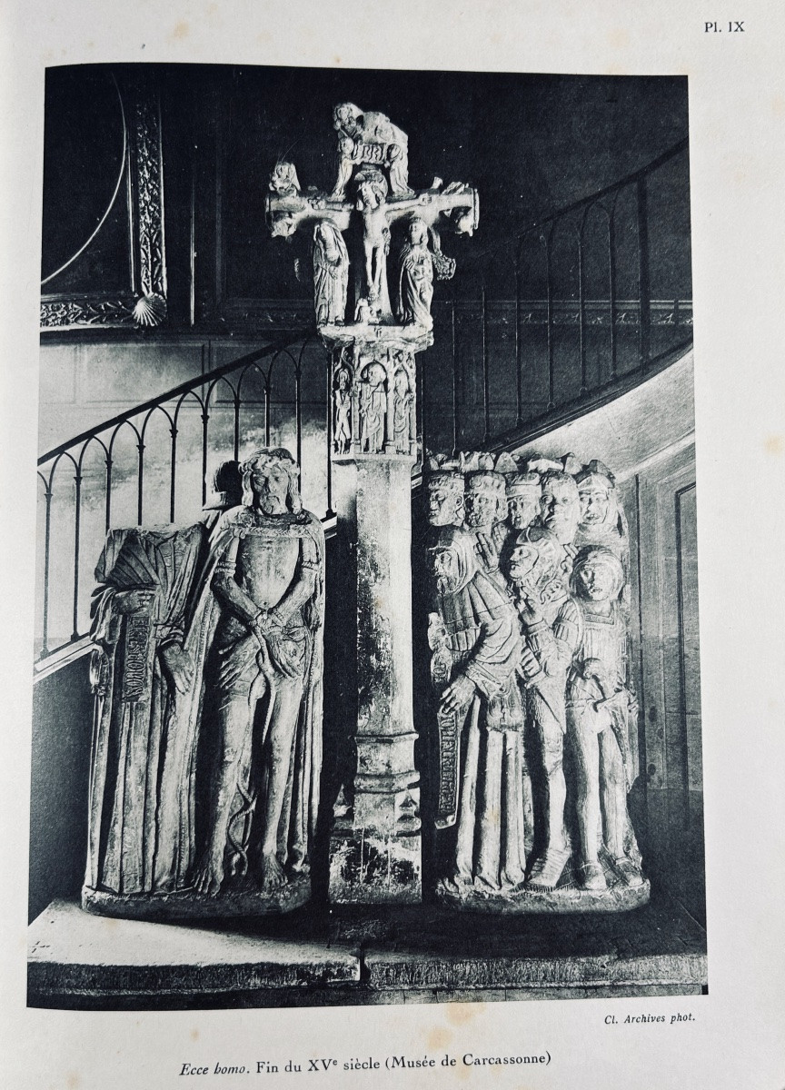 REY (Raymond) - L'art gothique du Midi de la France. Laurens, 1934, reliure demi-veau beige.-photo-3