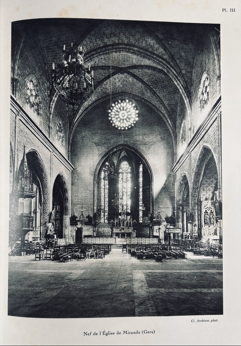 REY (Raymond) - L'art gothique du Midi de la France. Laurens, 1934, reliure demi-veau beige.-photo-4