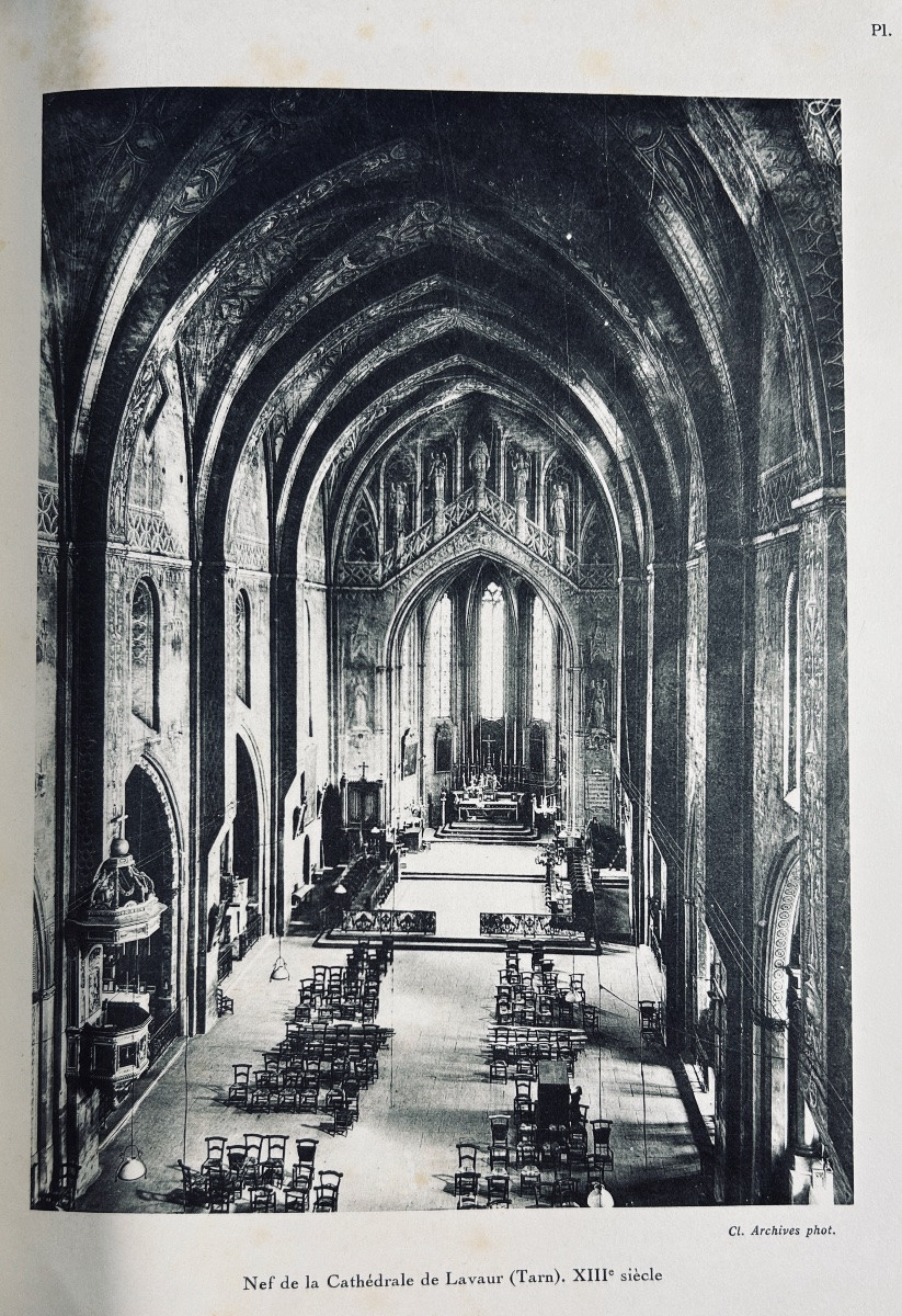 REY (Raymond) - L'art gothique du Midi de la France. Laurens, 1934, reliure demi-veau beige.-photo-5