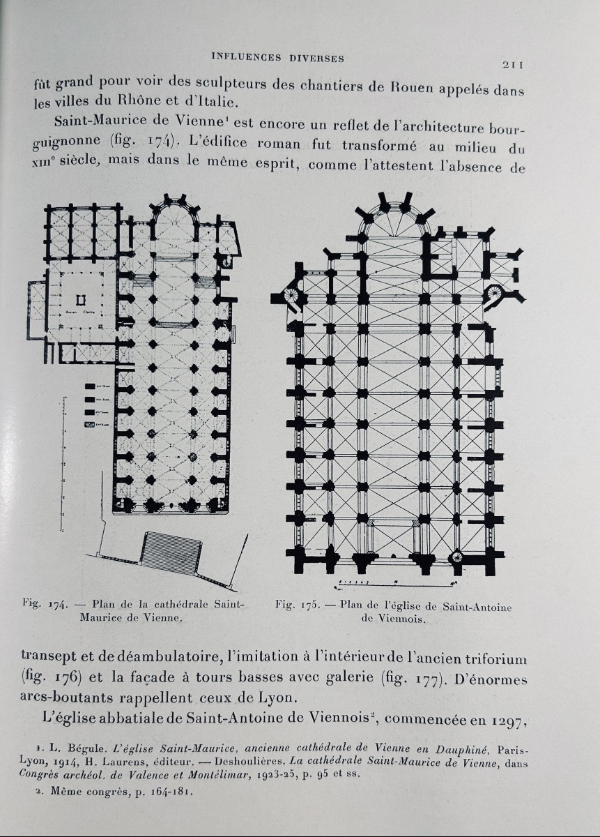 REY (Raymond) - L'art gothique du Midi de la France. Laurens, 1934, reliure demi-veau beige.-photo-6