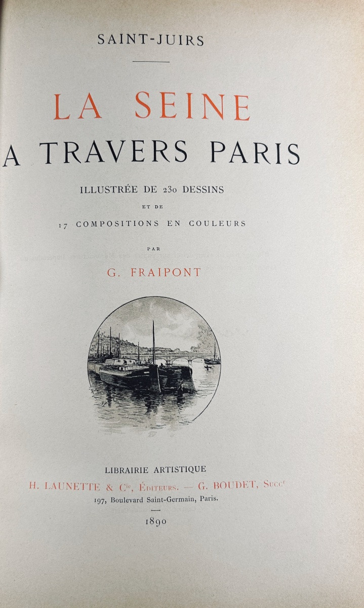 SAINT-JUIRS - La Seine à travers Paris. Launette & Cie, 1890, très belle reliure mosaïquée.-photo-2