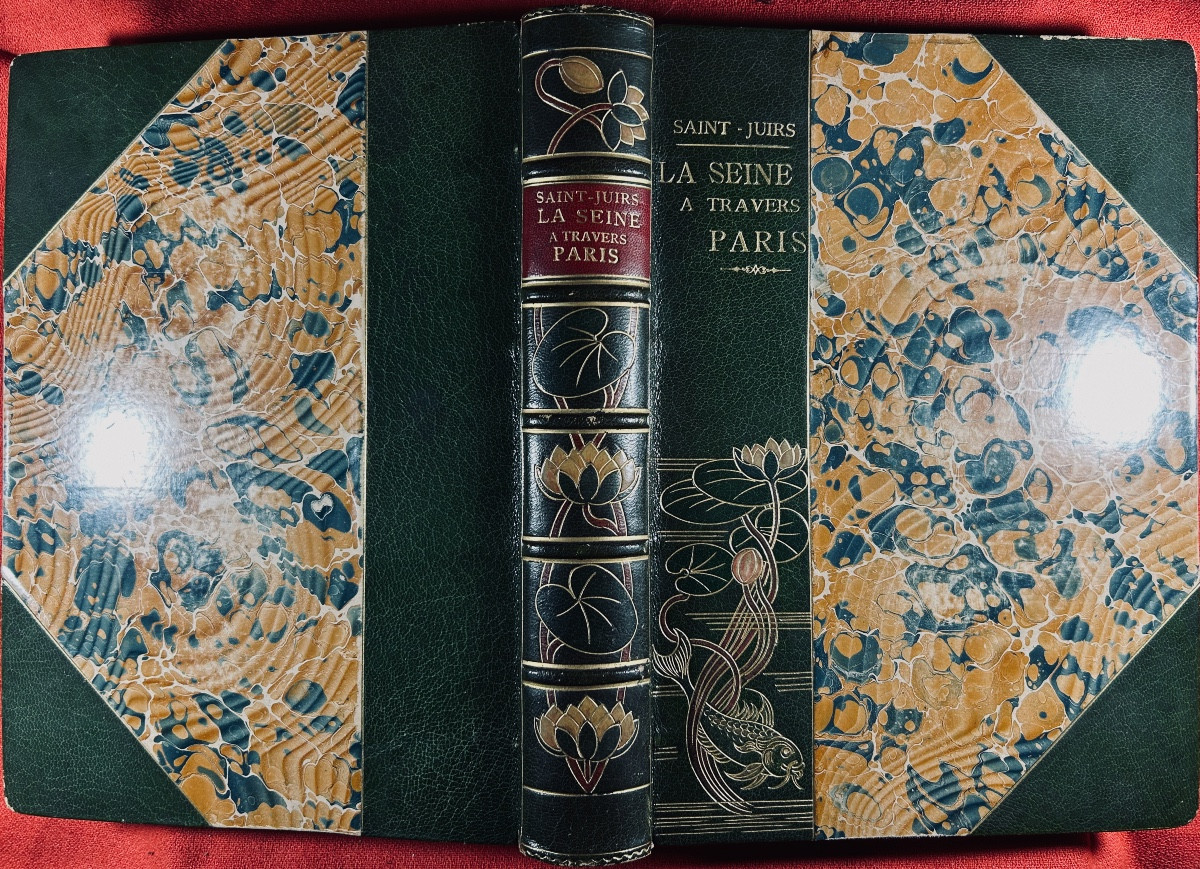 SAINT-JUIRS - La Seine à travers Paris. Launette & Cie, 1890, très belle reliure mosaïquée.