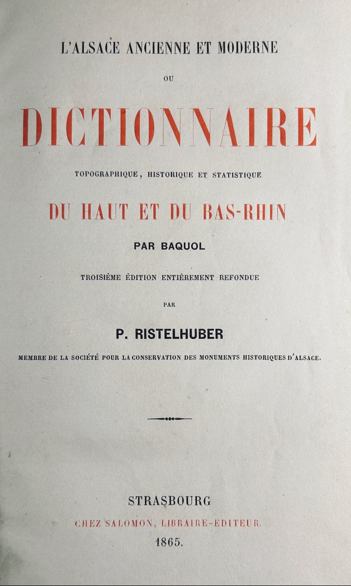 Baquol - Alsace, Ancient And Modern, Or Topographical And Historical Dictionary. 1865, Bound.-photo-4
