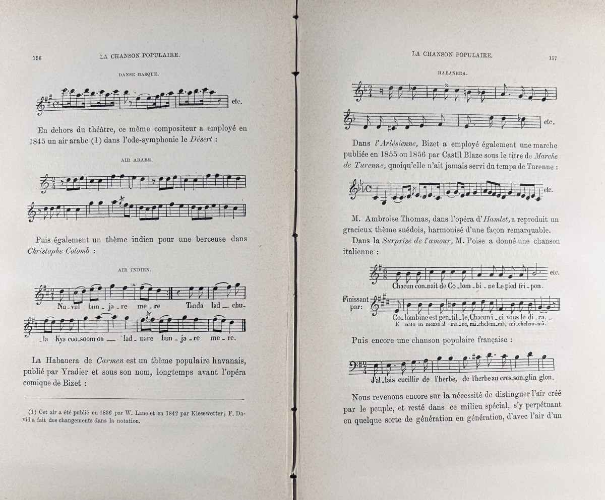 Weckerlin (jb) - Popular Song. Firmint Didot Et Cie, 1886, Half-cloth Binding In Havana Brown-photo-5
